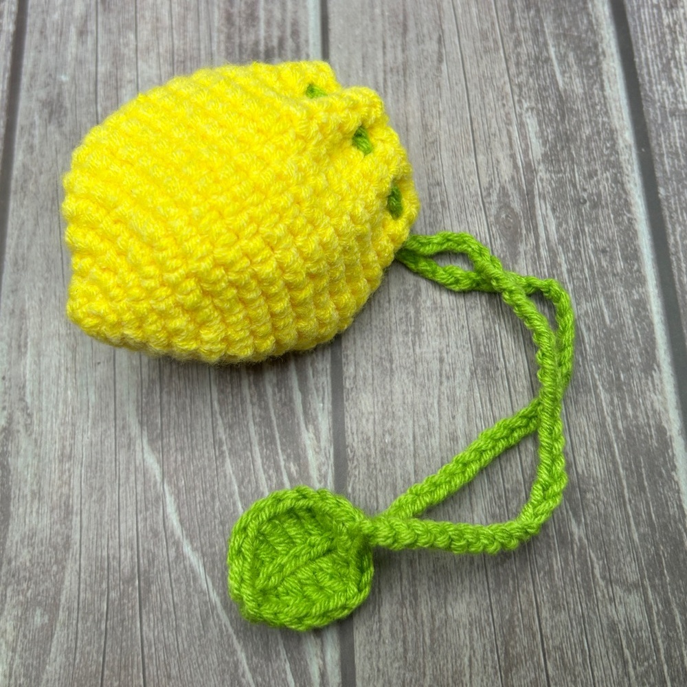 🍋NEW Lemon Crochet Mini Bag Charm Keychain Micro Pouch Purse